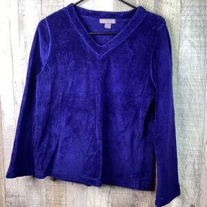 Willow Wear Size Small Navy Blue Long Sleeve V-Neck Fleece Top